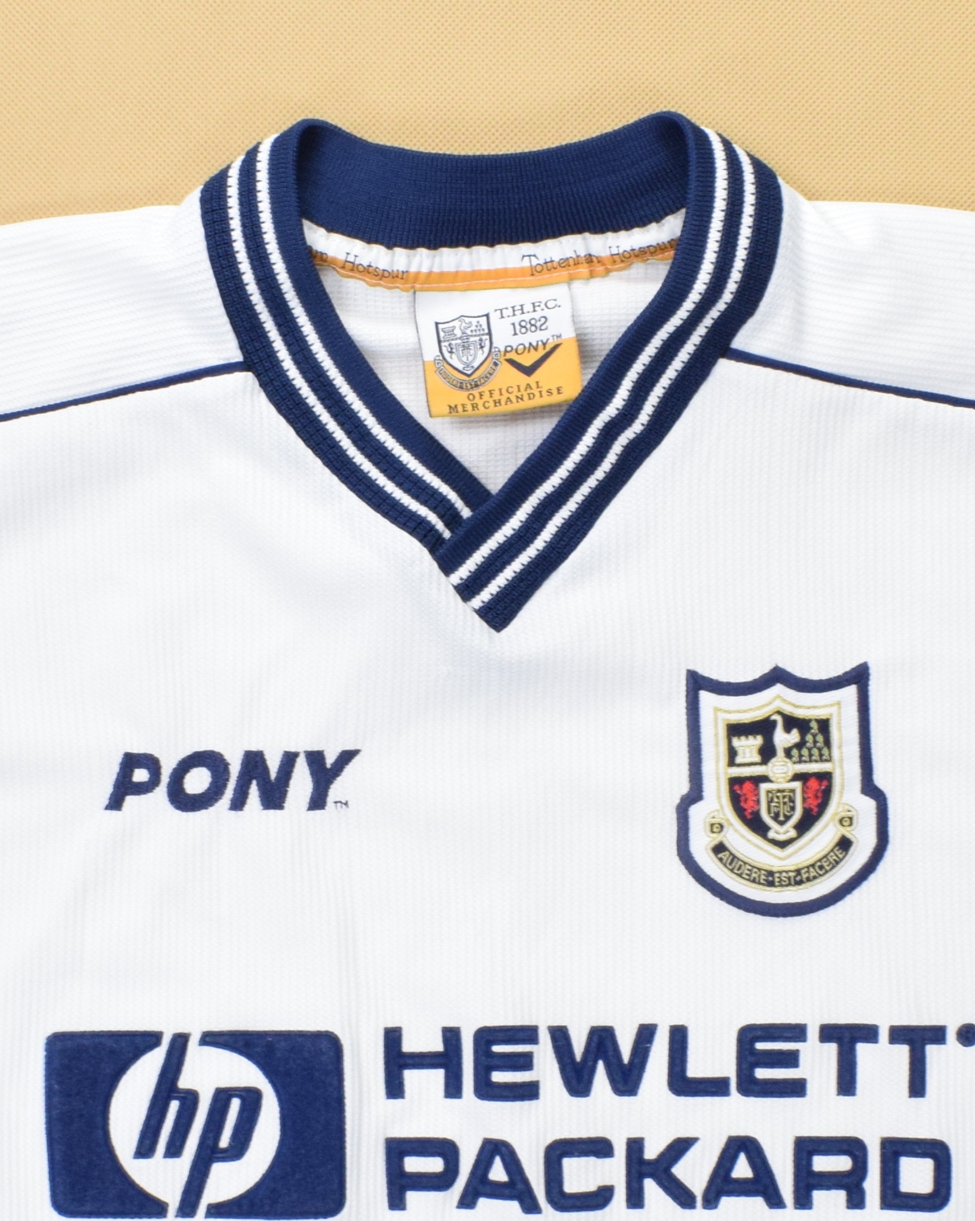 Tottenham Hotspur Home football shirt 1997 - 1999. Sponsored by Hewlett  Packard