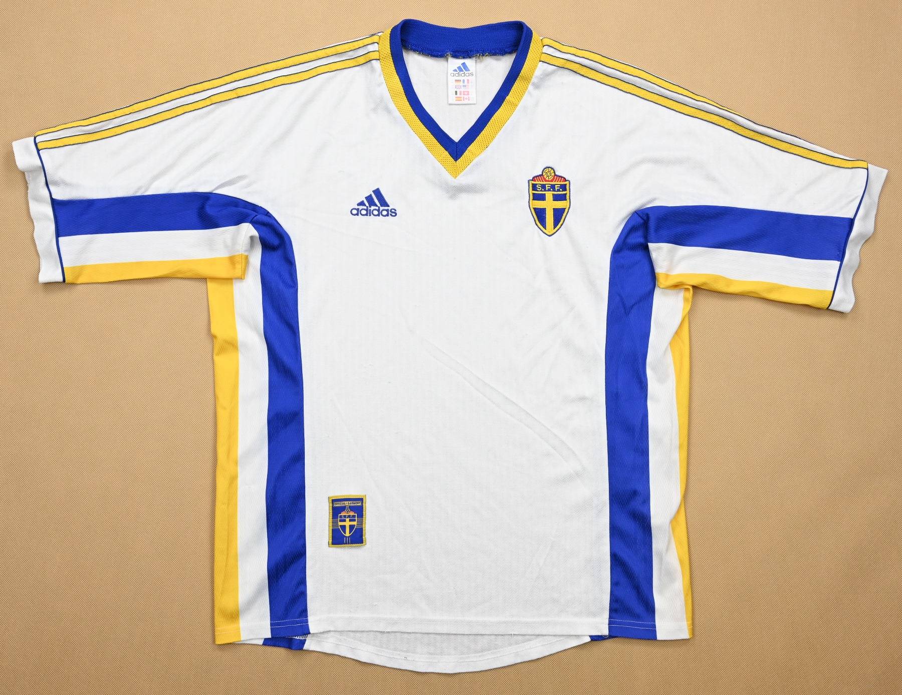 Vintage Adidas Sweden 1998 Away Soccer Jersey (L) – 2D Soccer