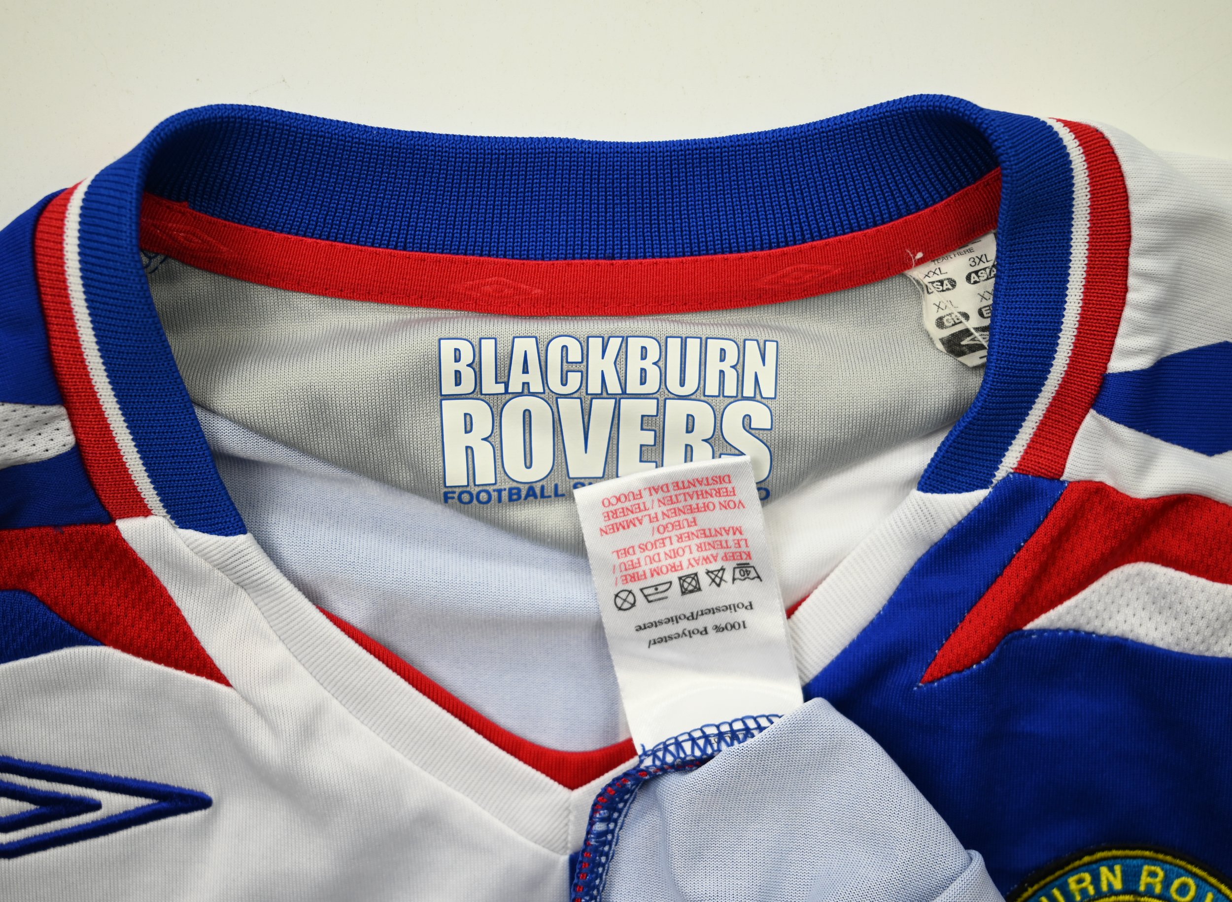 Blackburn Rovers 2007 Home Jersey Umbro White Blue Size Boys XL / YXL  Football