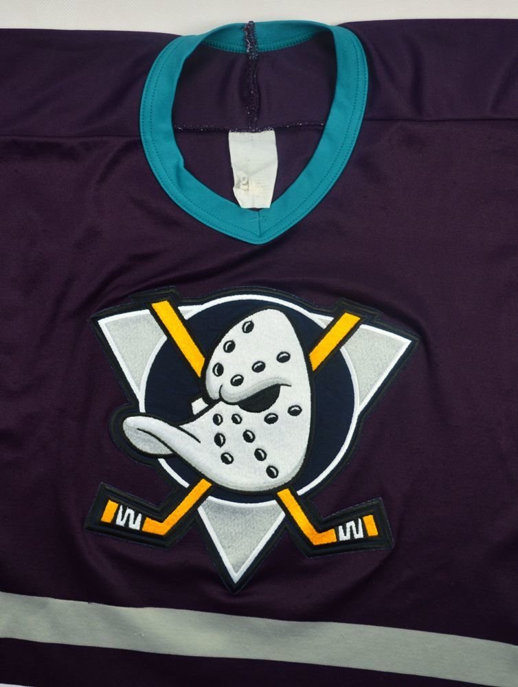 CCM, Shirts, Anaheim Ducks Vintage Ccm Nhl Vintage 9s Hockey Jersey White  Purple Teal
