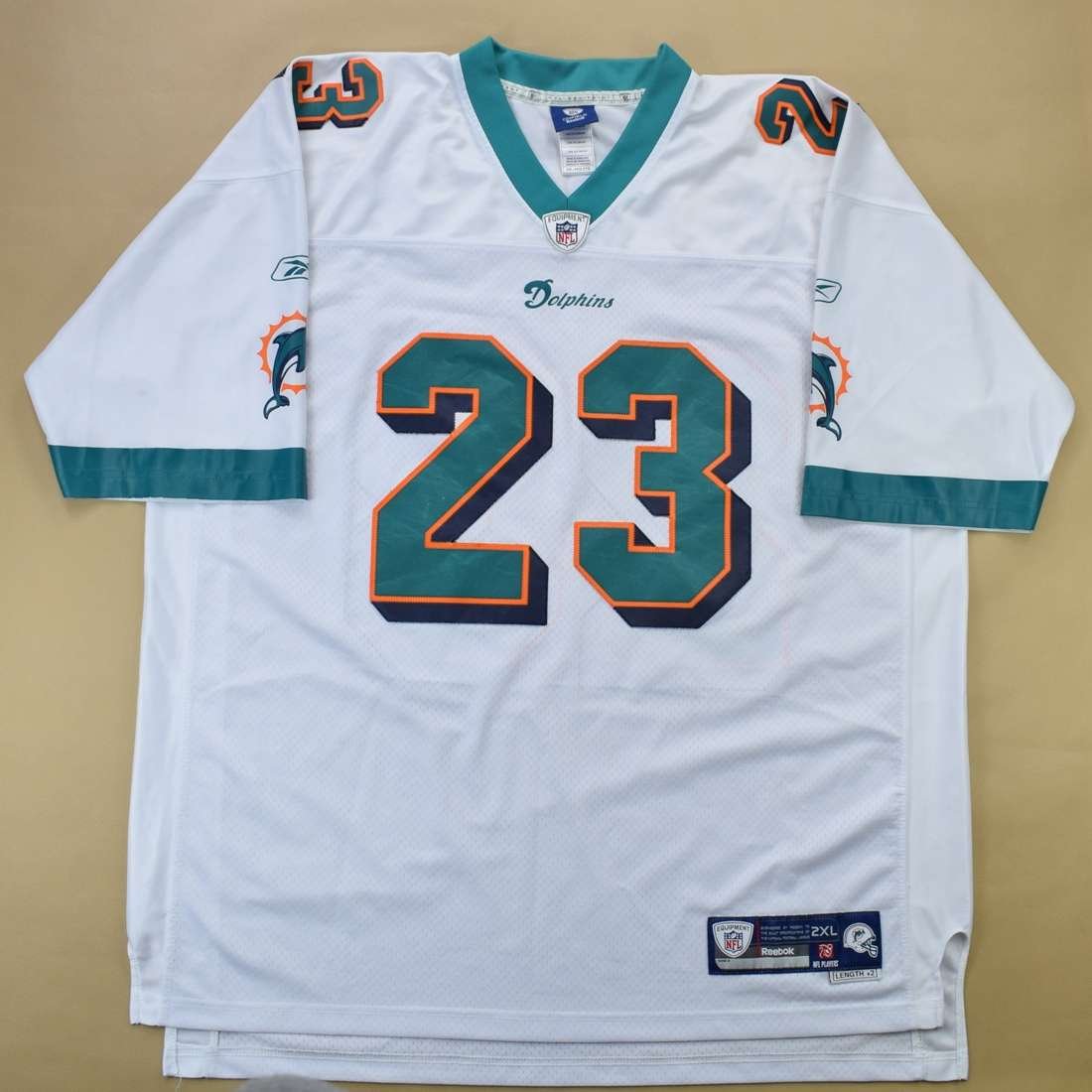 2005-06 MIAMI DOLPHINS BROWN #23 REEBOK ON FIELD JERSEY (AWAY) XL