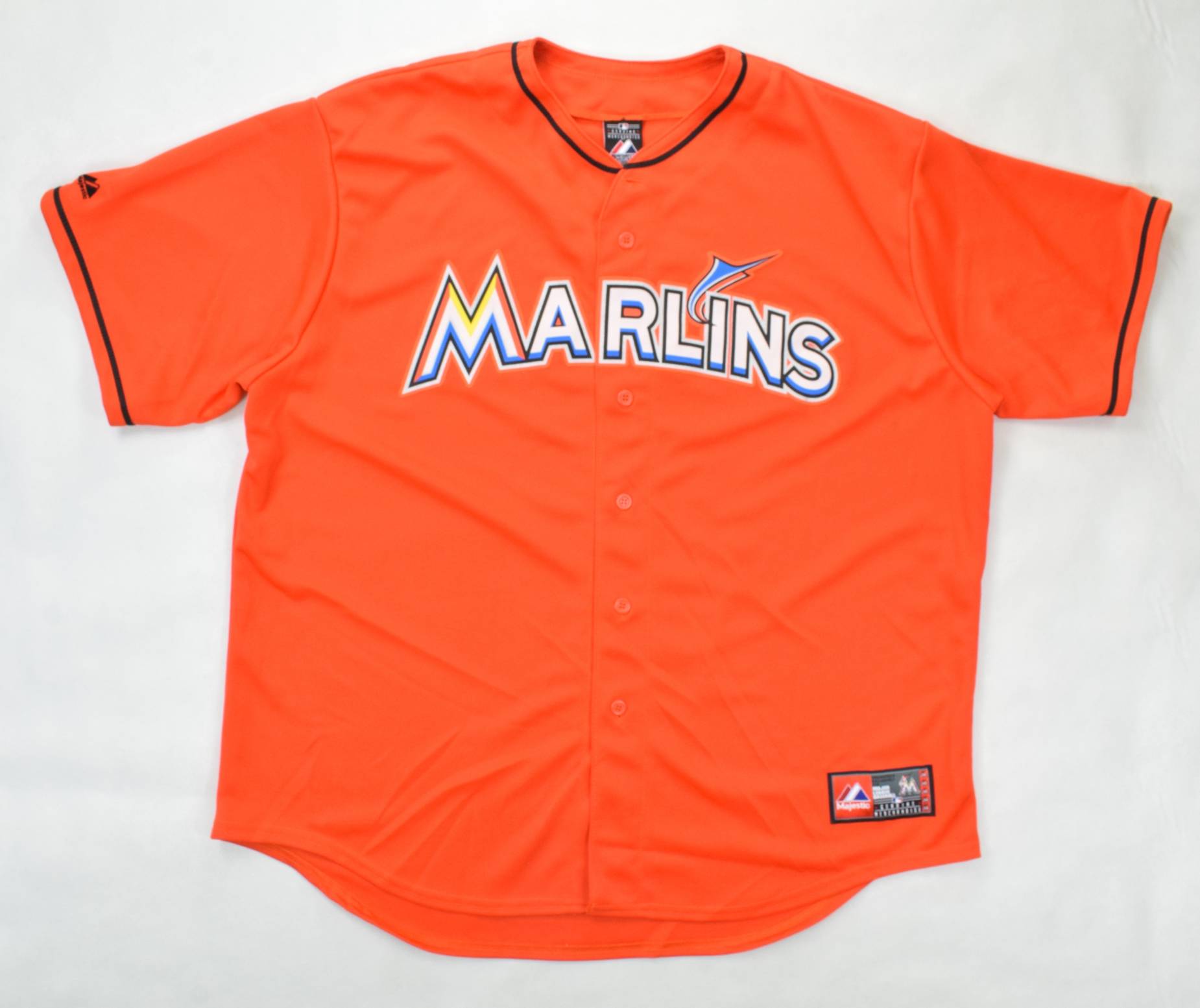 Majestic Miami Marlins Shirt XL Black Short Sleeve Pink Logo MLB Baseball  Cotton