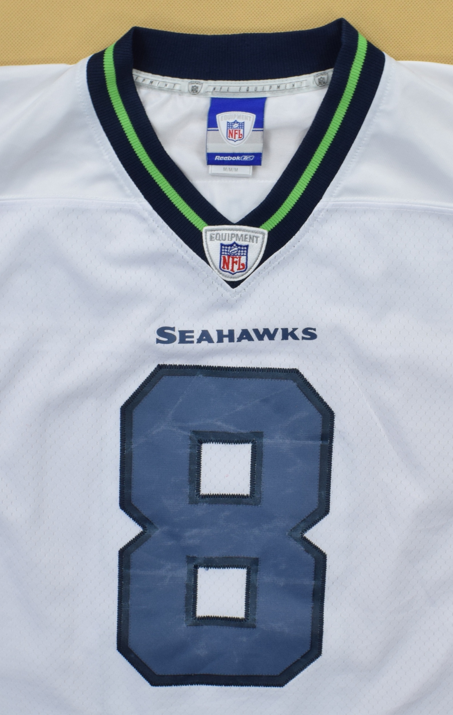 2007 SEATTLE SEAHAWKS HASSELBECK #8 REEBOK ON FIELD JERSEY (AWAY) M -  Classic American Sports