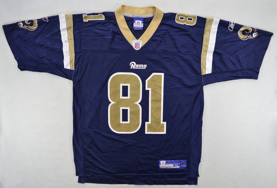 MARSHALL FAULK LOS ANGELES RAMS JERSEY SIZE YOUTH XL NAVY BLUE REEBOK #28