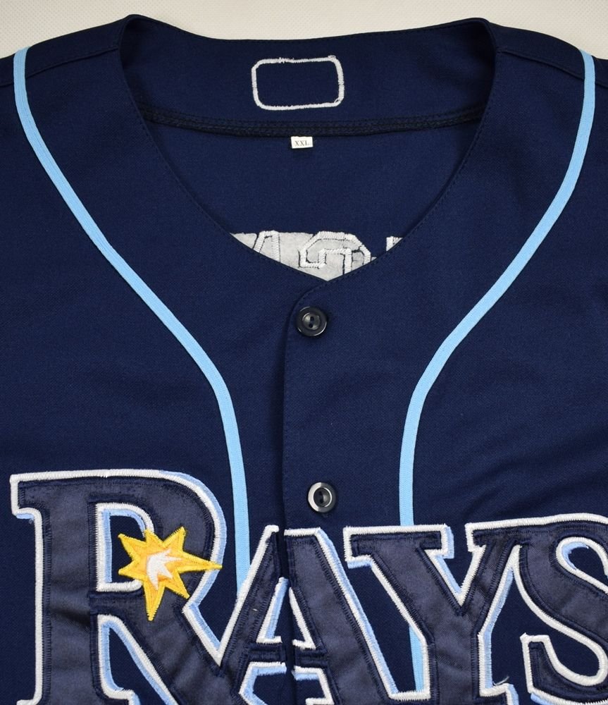 NEW Majestic Tampa Bay Rays Shirt Boys Medium Blue MLB Baseball Athletic  Button