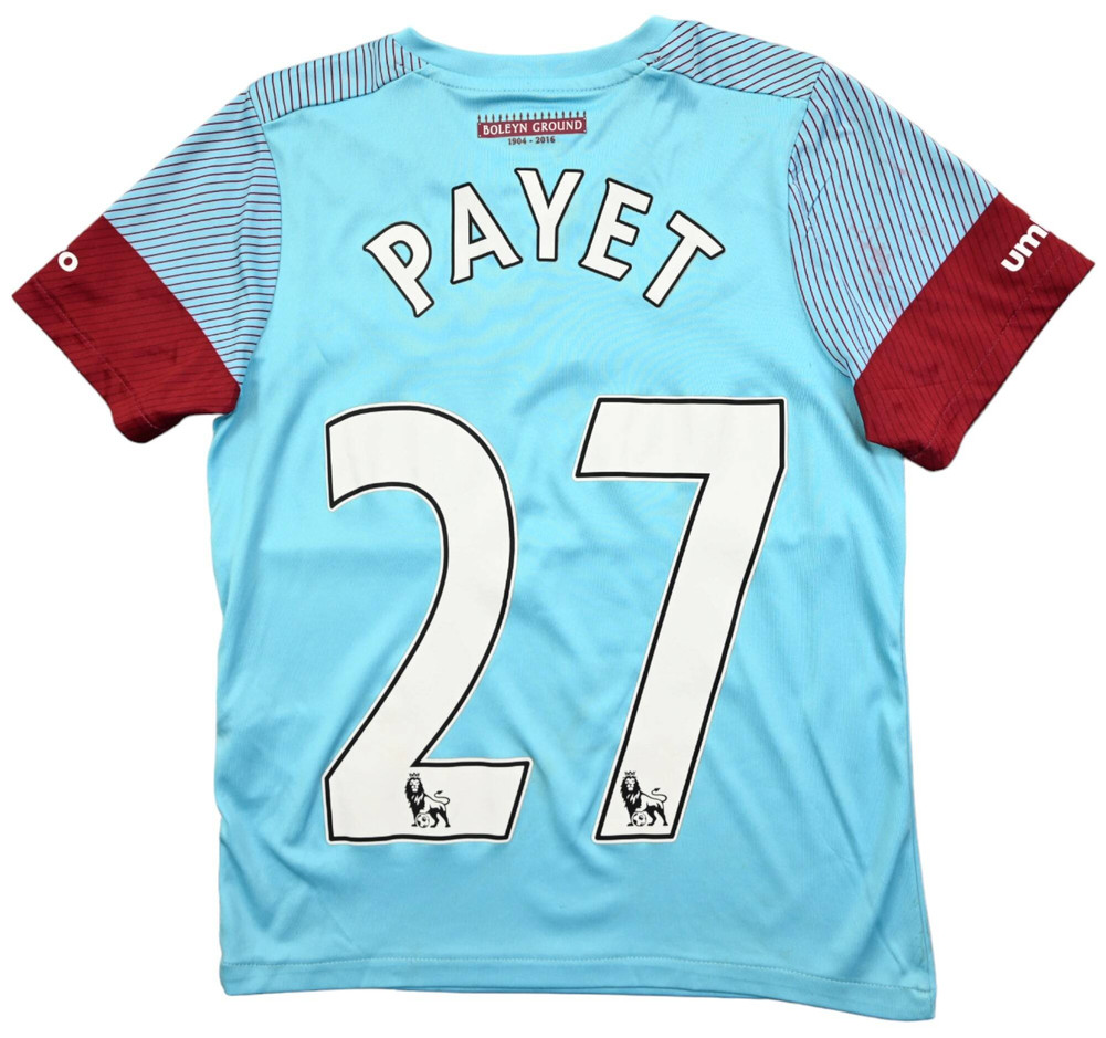 2015-16 WEST HAM UNITED *PAYET* KOSZULKA XS. BOYS / 6-7Y