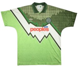 1991-92 CELTIC GLASGOW SHIRT L