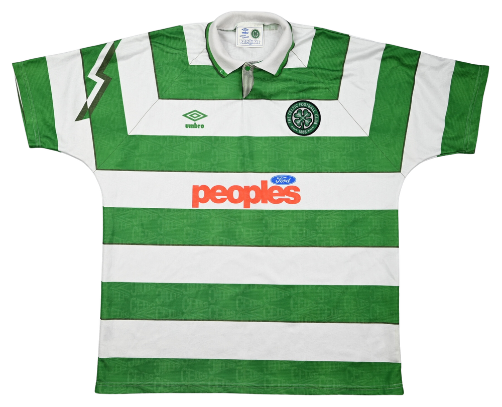 1991-92 CELTIC GLASGOW SHIRT L