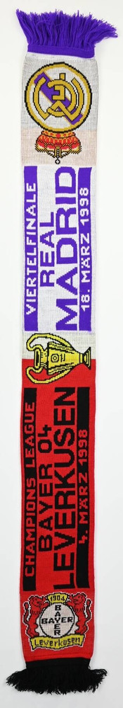 BAYER 04 LEVERKUSEN CHAMPIONS LEAGUE / REAL MADRID VIERTELFINALE 18.03.1998 SCARF